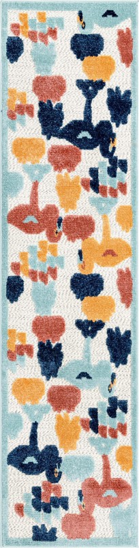 2' x 8' Blevins · Border Outdoor Rug, white