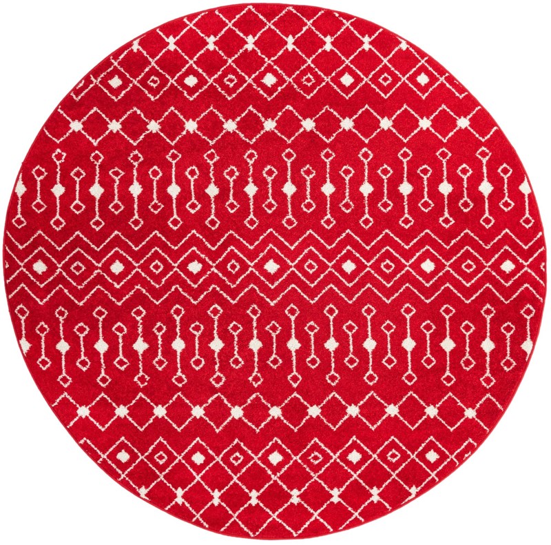 7' 10 x 7' 10 Boswell · Geometric trellis rug, burgundy and ivory