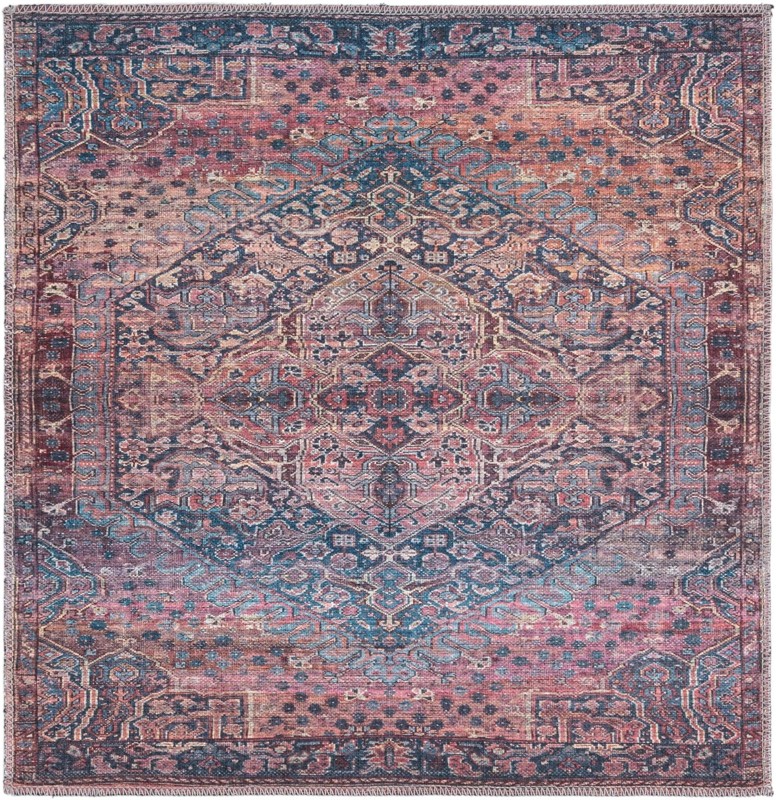 3' 3 x 3' 3 Darnell · Medallion Washable Rug, rust and navy