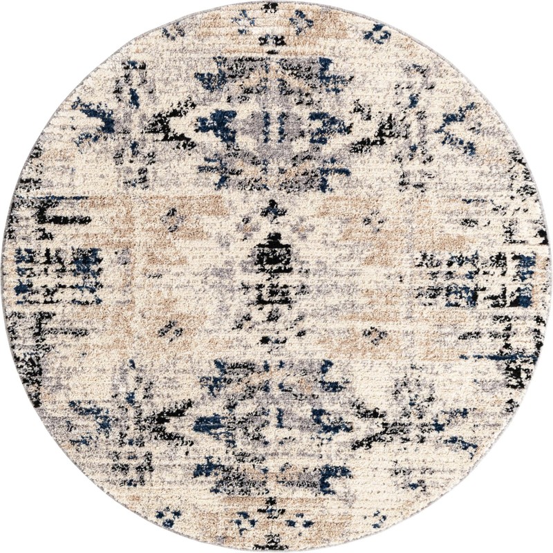 Littleton · Tribal medallion rug, ivory and blue