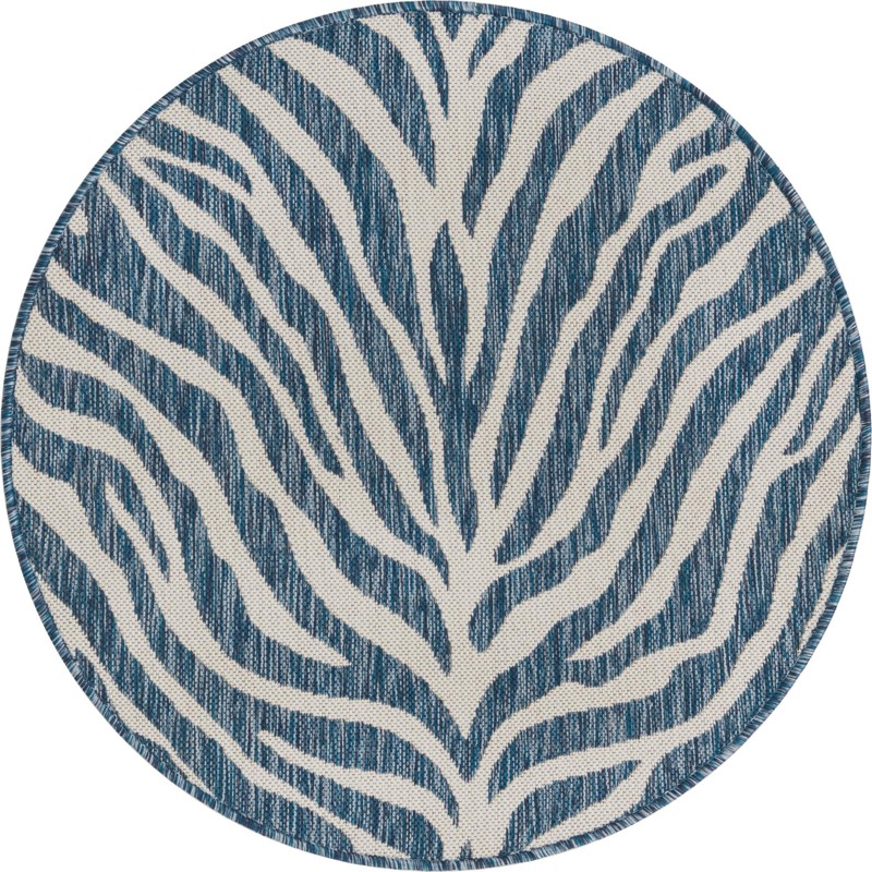 3' x 3' Abney · Zebra Outdoor Rug, blue