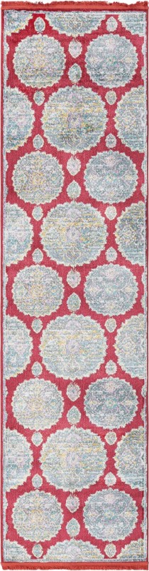 2' 7 x 10' Mather · Medallion rug, red