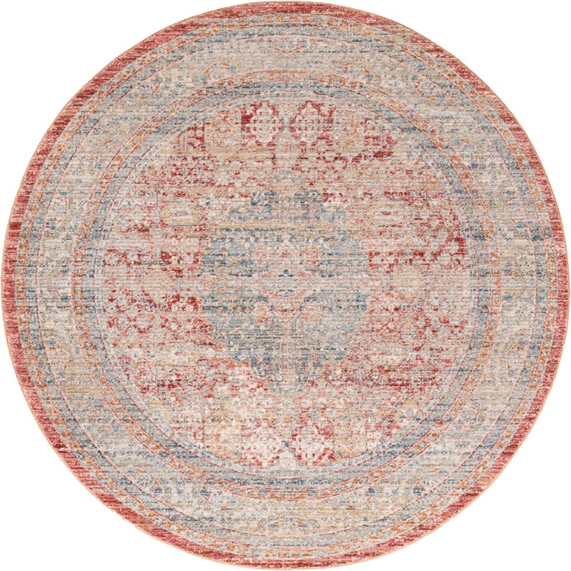 5' x 5' Meridian · Border rug, red
