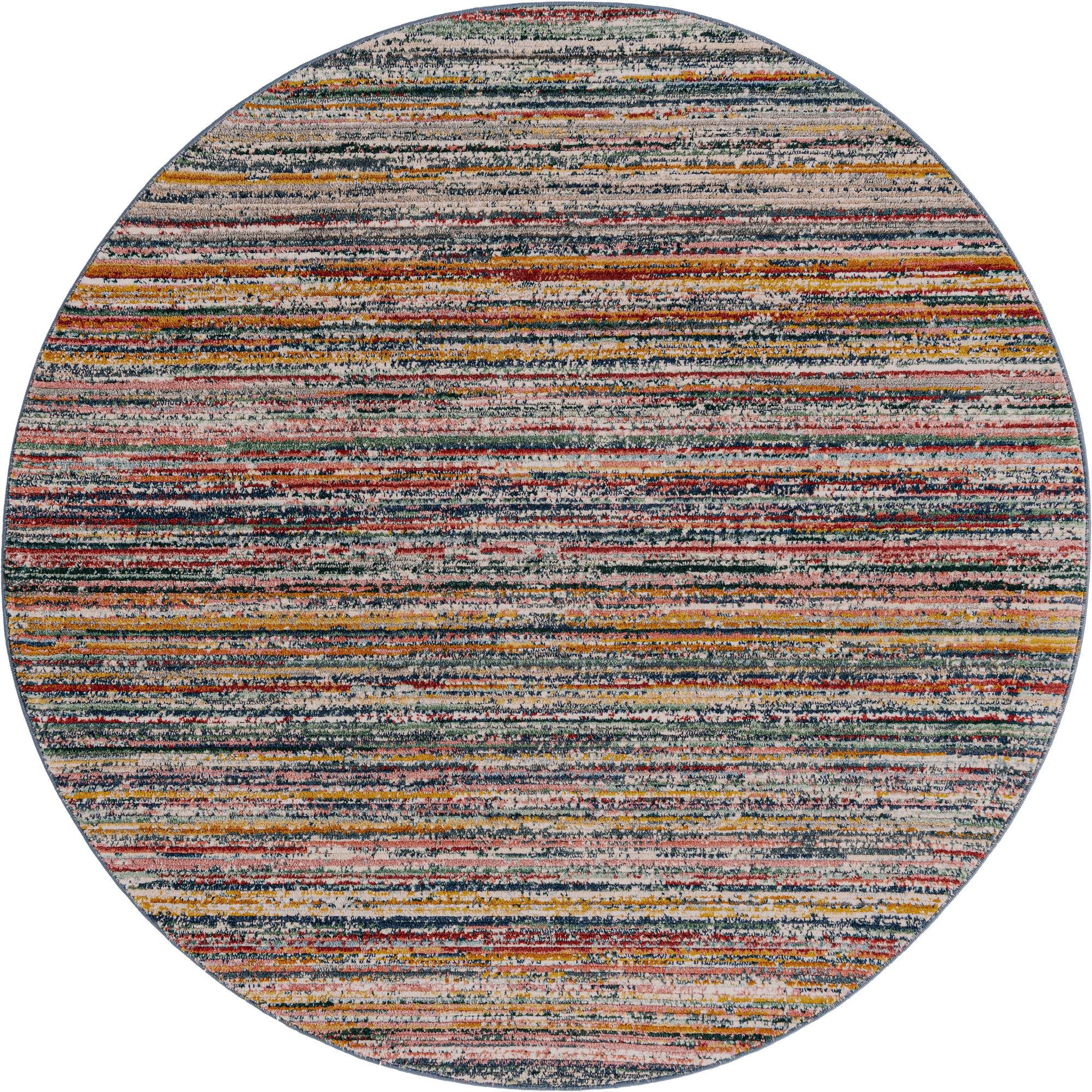 7' 3 x 7' 3 Jagger · Striped rug, multicolor and ivory