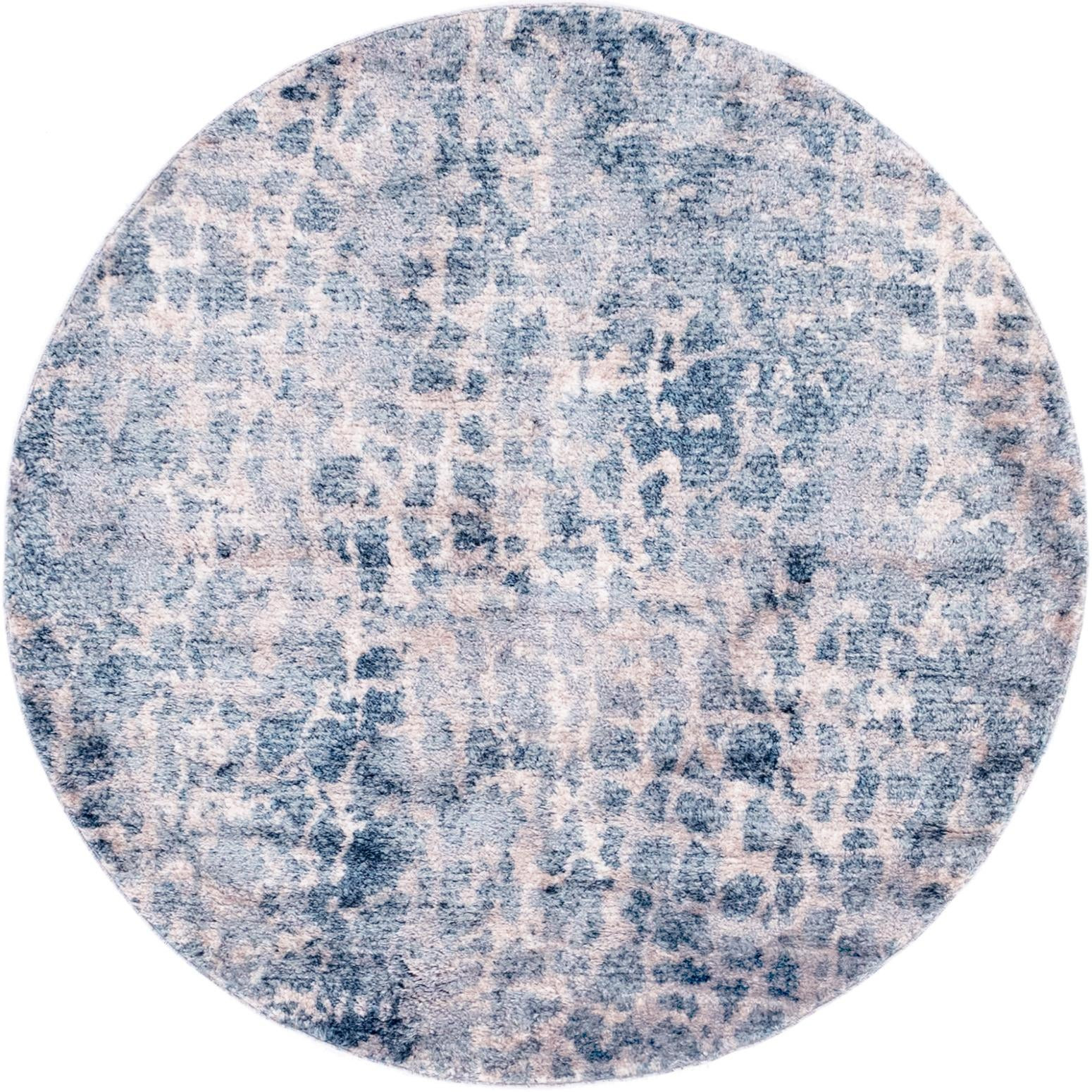 4' 7 x 4' 7 Rumsey · Abstract rug, blue and ivory