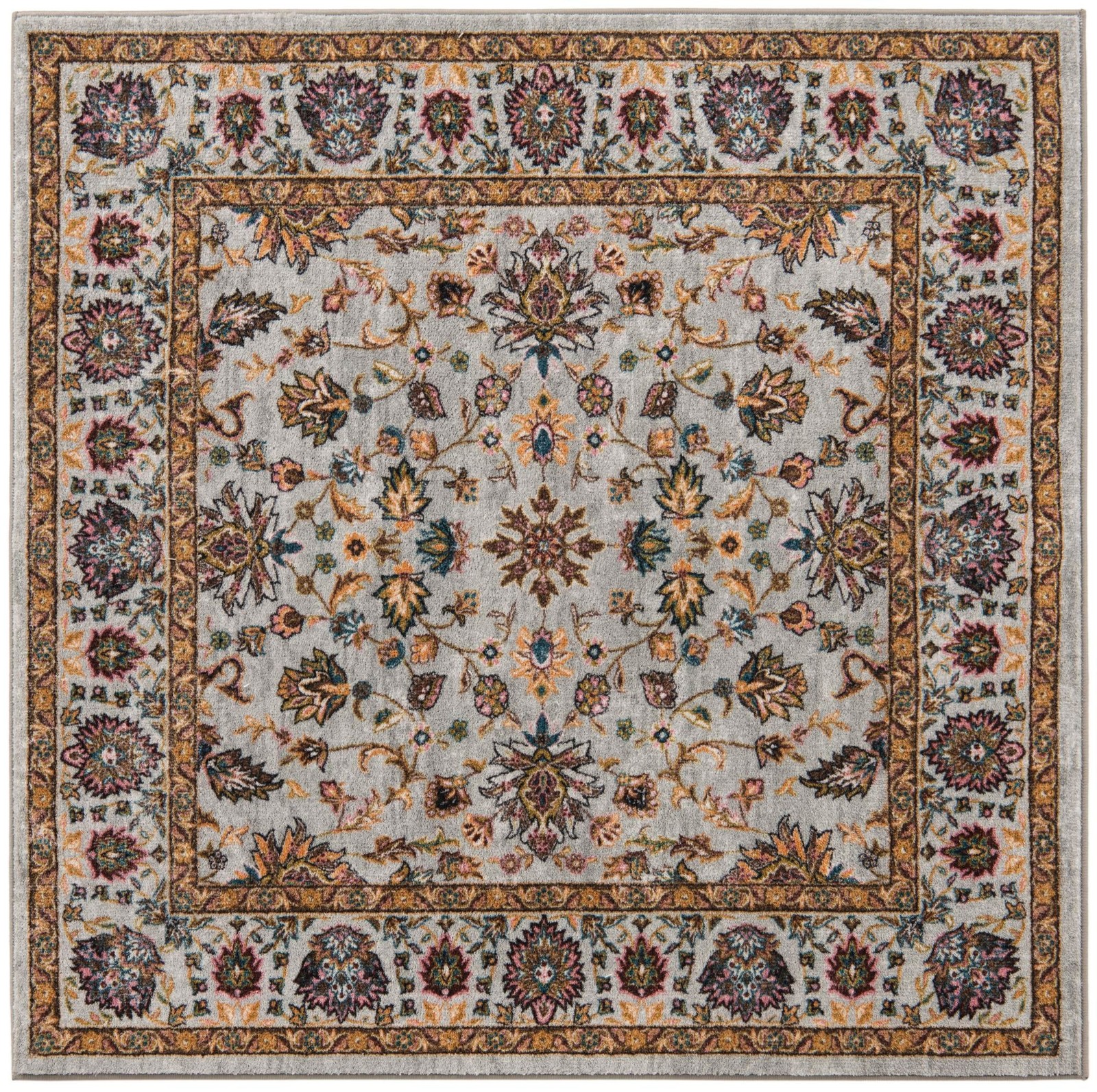 5' 3 x 5' 3 Bluebell · Floral oriental rug, gray and multi