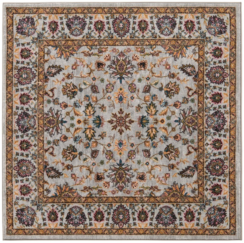 5' 3 x 5' 3 Bluebell · Floral oriental rug, gray and multi