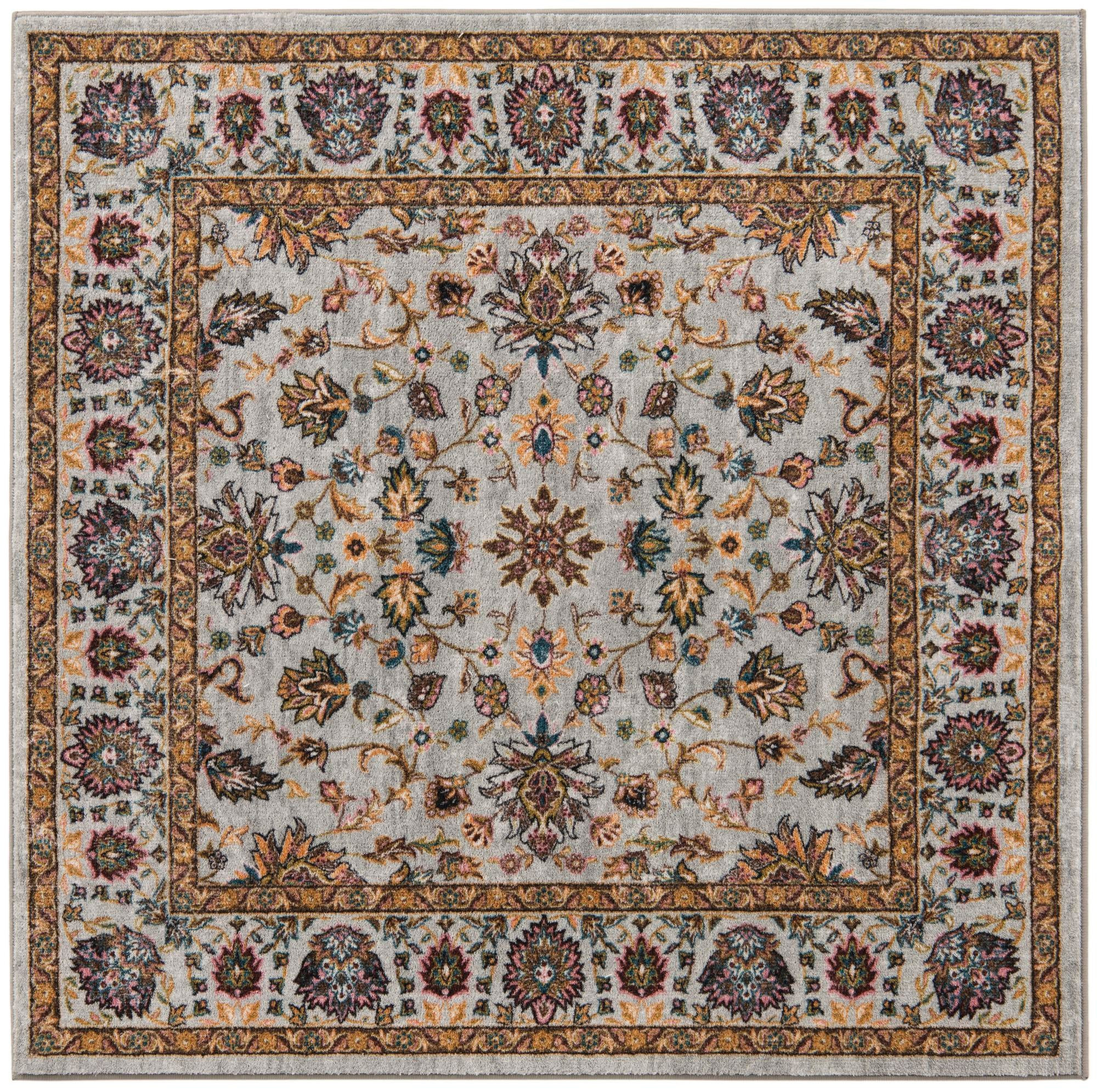 5' 3 x 5' 3 Bluebell · Floral oriental rug, gray and multi