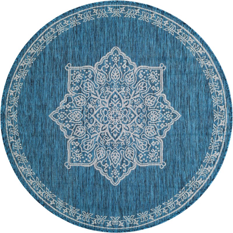 5' 3 x 5' 3 Rhys · Border Outdoor Rug, teal