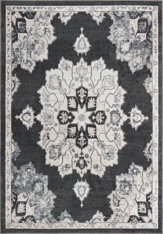 7' x 10' Nettle · Medallion rug, charcoal
