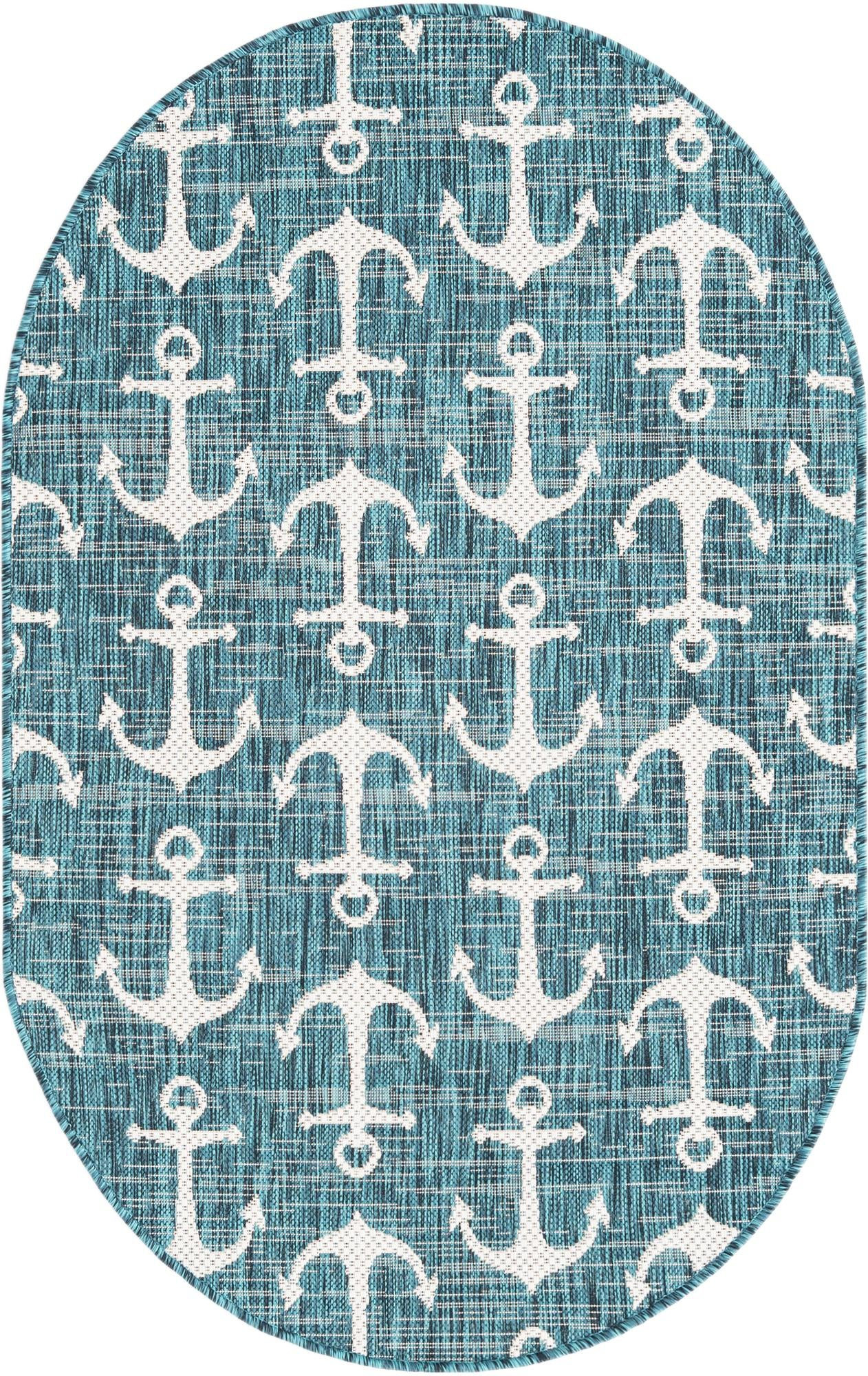 3' x 5' 3 Millbrook · Pictoral Outdoor Rug, teal