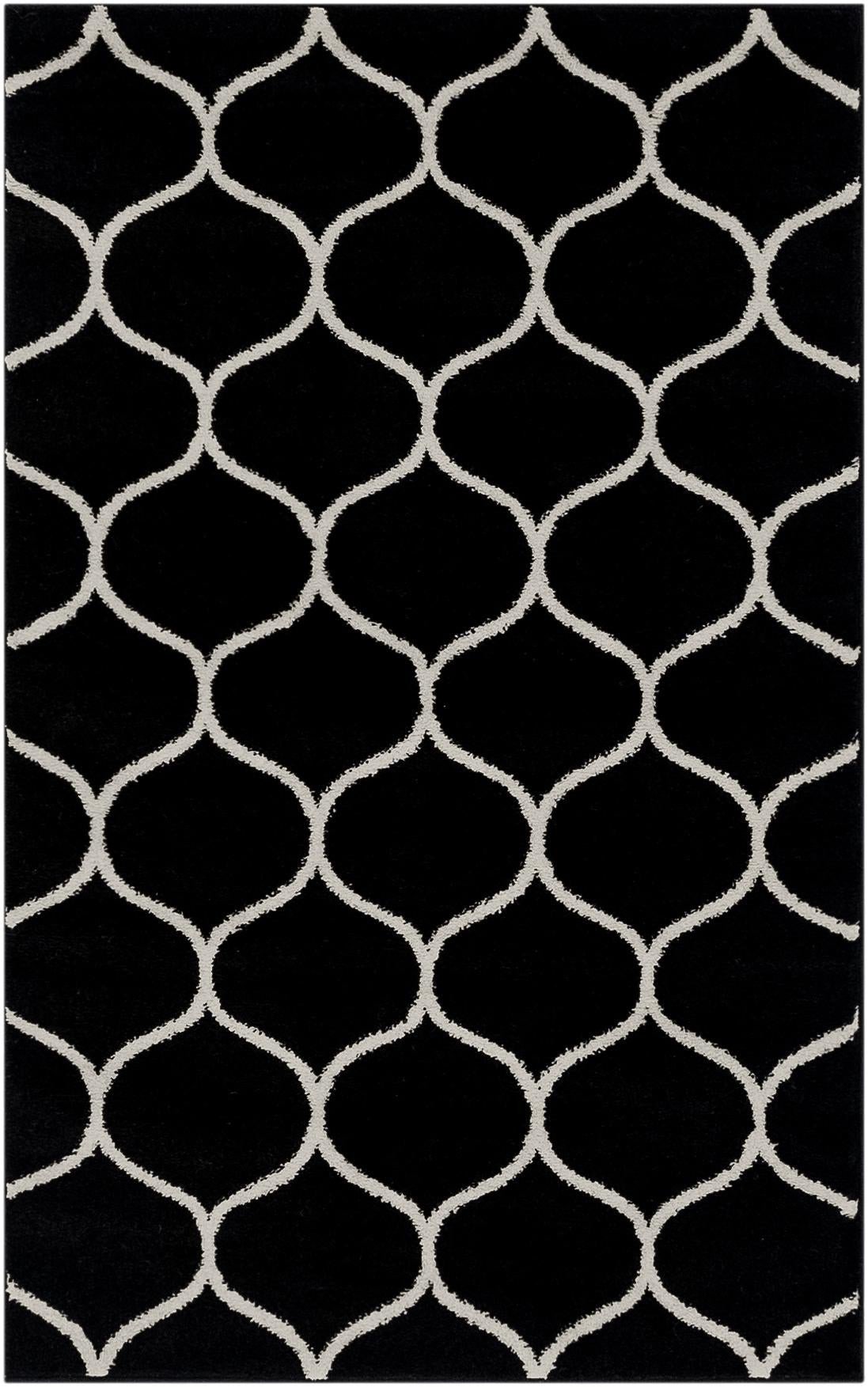 3' x 5' 3 Ingram · Lattice rug, black and ivory