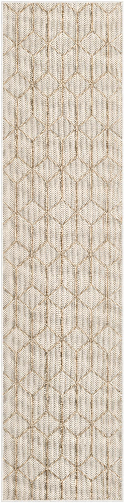 2' x 8' Jasper · Geometric diamond Outdoor Rug, beige and cream