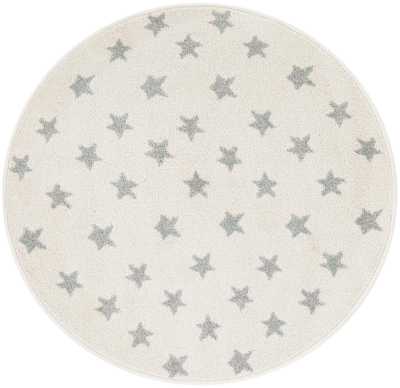 3' 3 x 3' 3 Dorsey · Star rug, white and gray