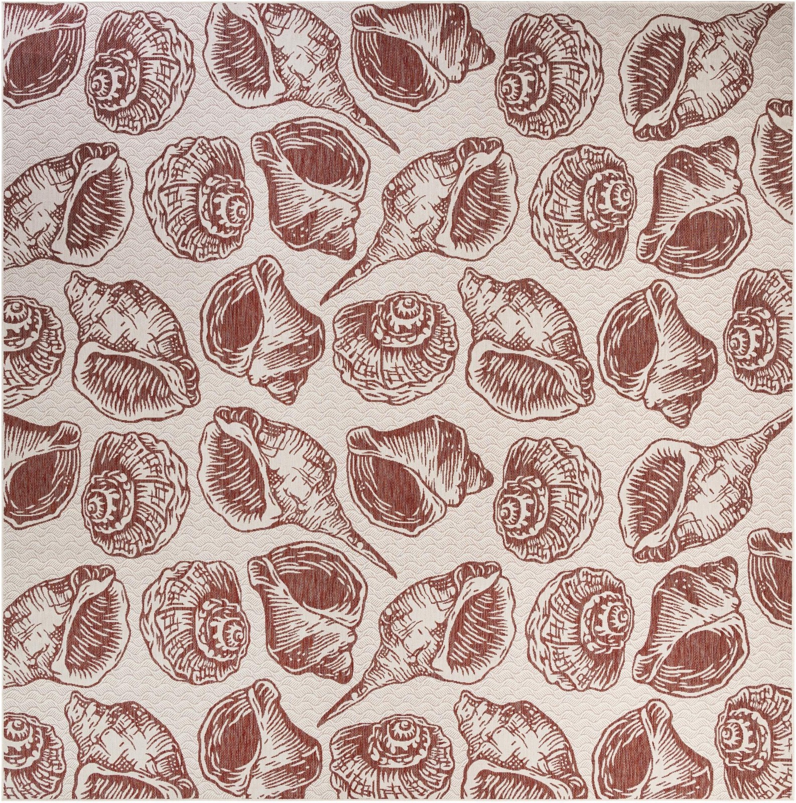 13' x 13' Arcata · Pictoral Outdoor Rug, ivory and rust red