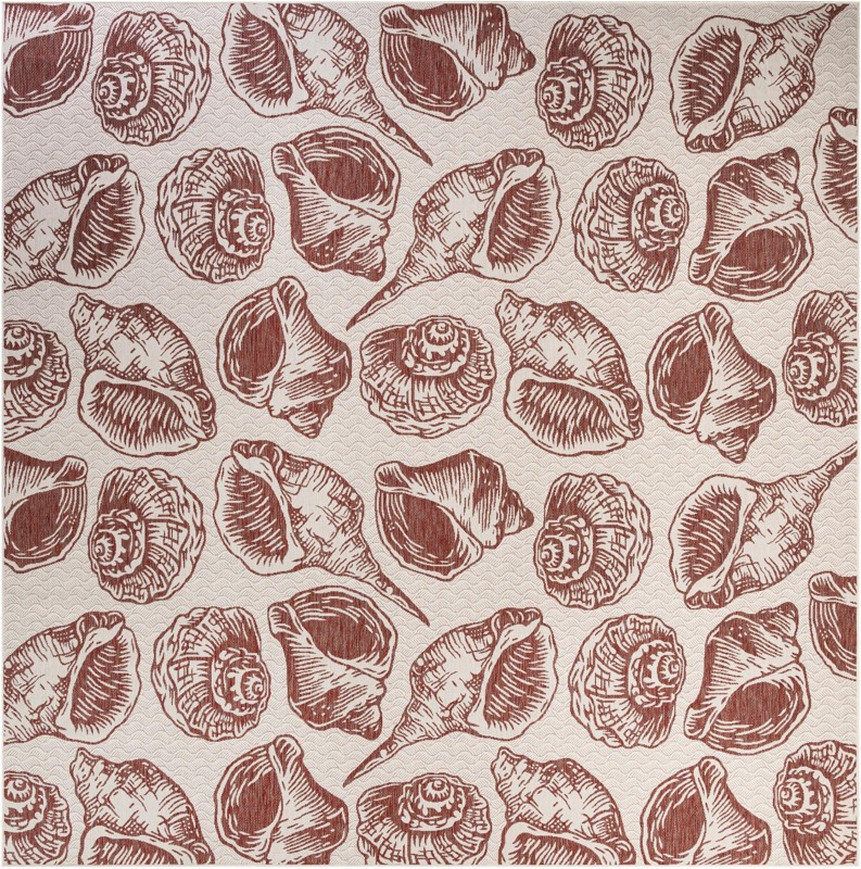 13' x 13' Arcata · Pictoral Outdoor Rug, ivory and rust red