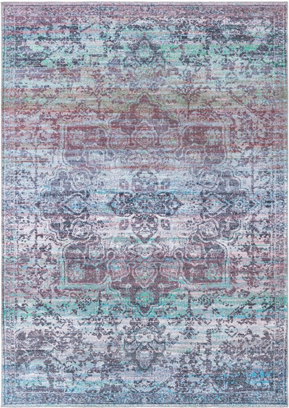 7' 10 x 11' Rideout · Distressed medallion Washable Rug, blue and purple