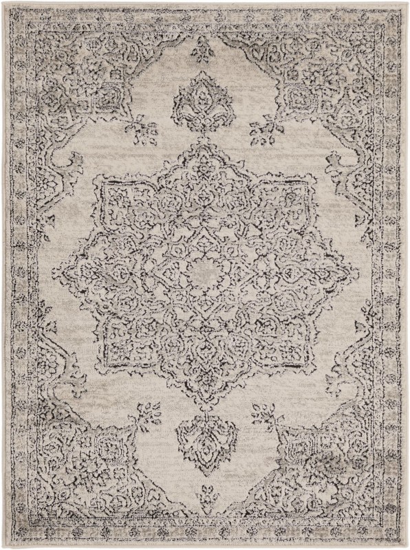 4' x 6' Wade · Medallion rug, ivory and gray