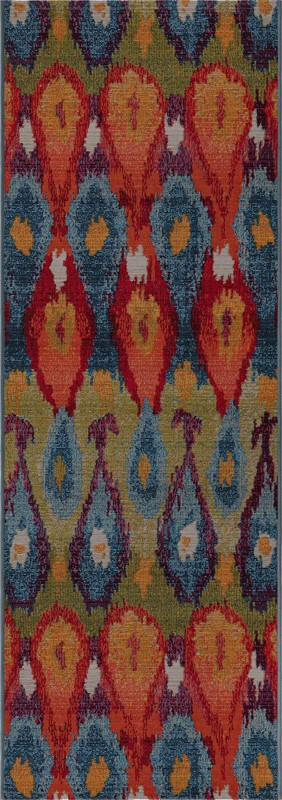 2' x 6' Lomax · Ikat teardrop Outdoor Rug, multi
