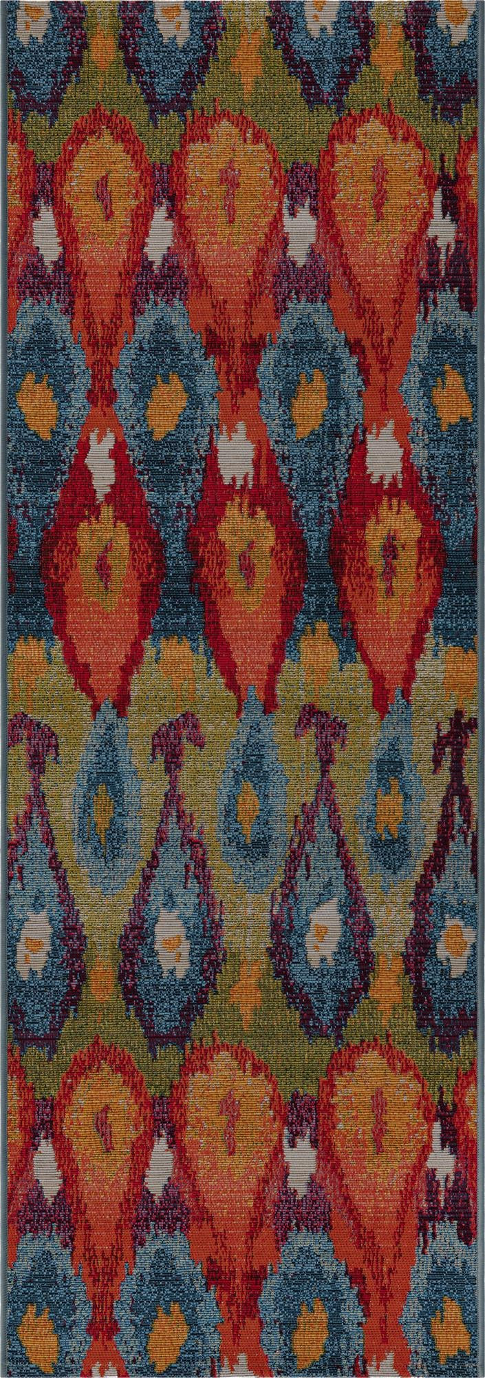 2' x 6' Lomax · Ikat teardrop Outdoor Rug, multi