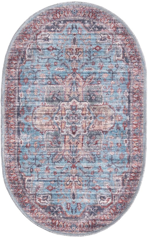 2' x 3' Roarke · Border Washable Rug, blue
