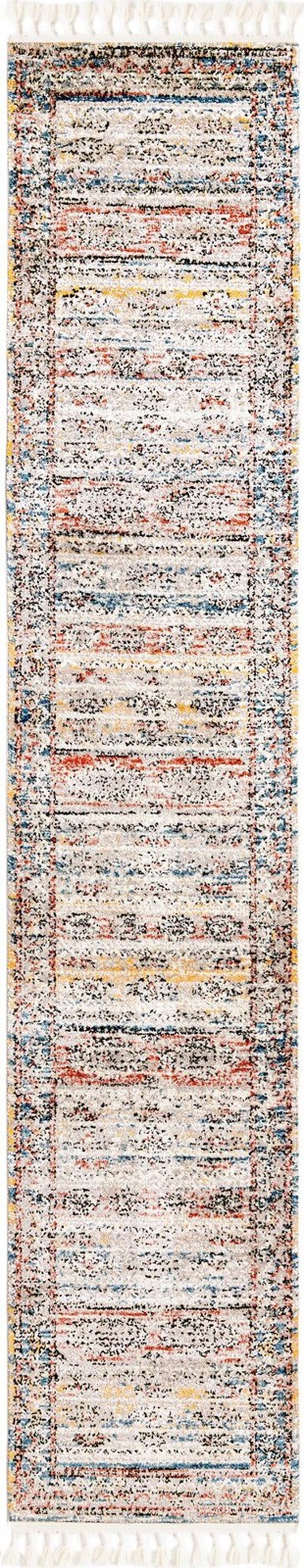 2' 7 x 13' Calla · Faded striped rug, ivory and blue