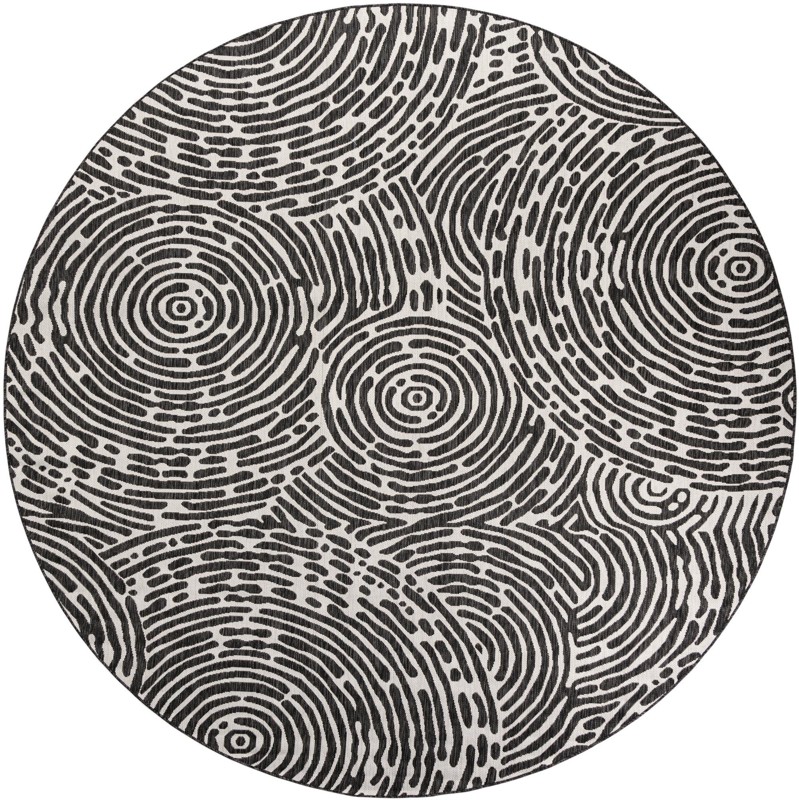 10' x 10' Grafton · Abstract Outdoor Rug, black and white