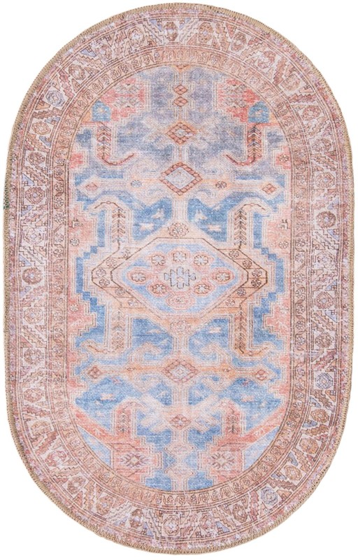 2' x 3' Walford · Medallion Washable Rug, blue and rust