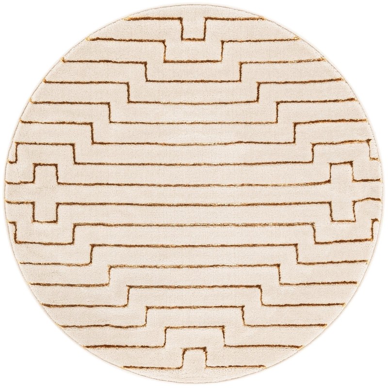 3' x 3' Cottonwood · Geometric rug, white and gold
