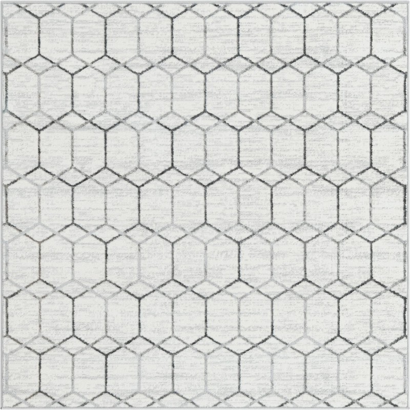 5' 3 x 5' 3 Babcock · Geometric rug, white