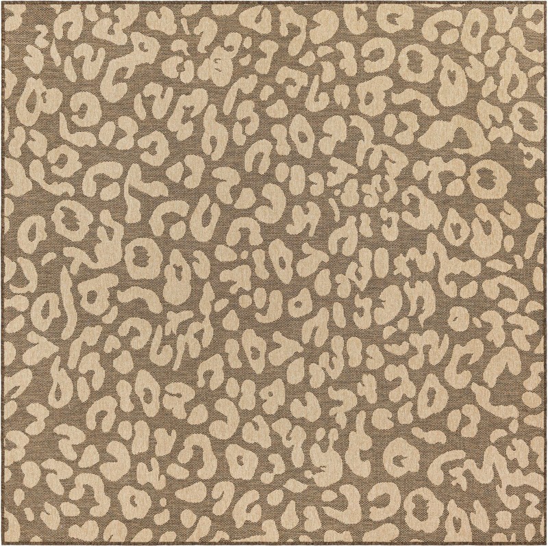7' 10 x 7' 10 Durand · Leopard print rug, brown and natural