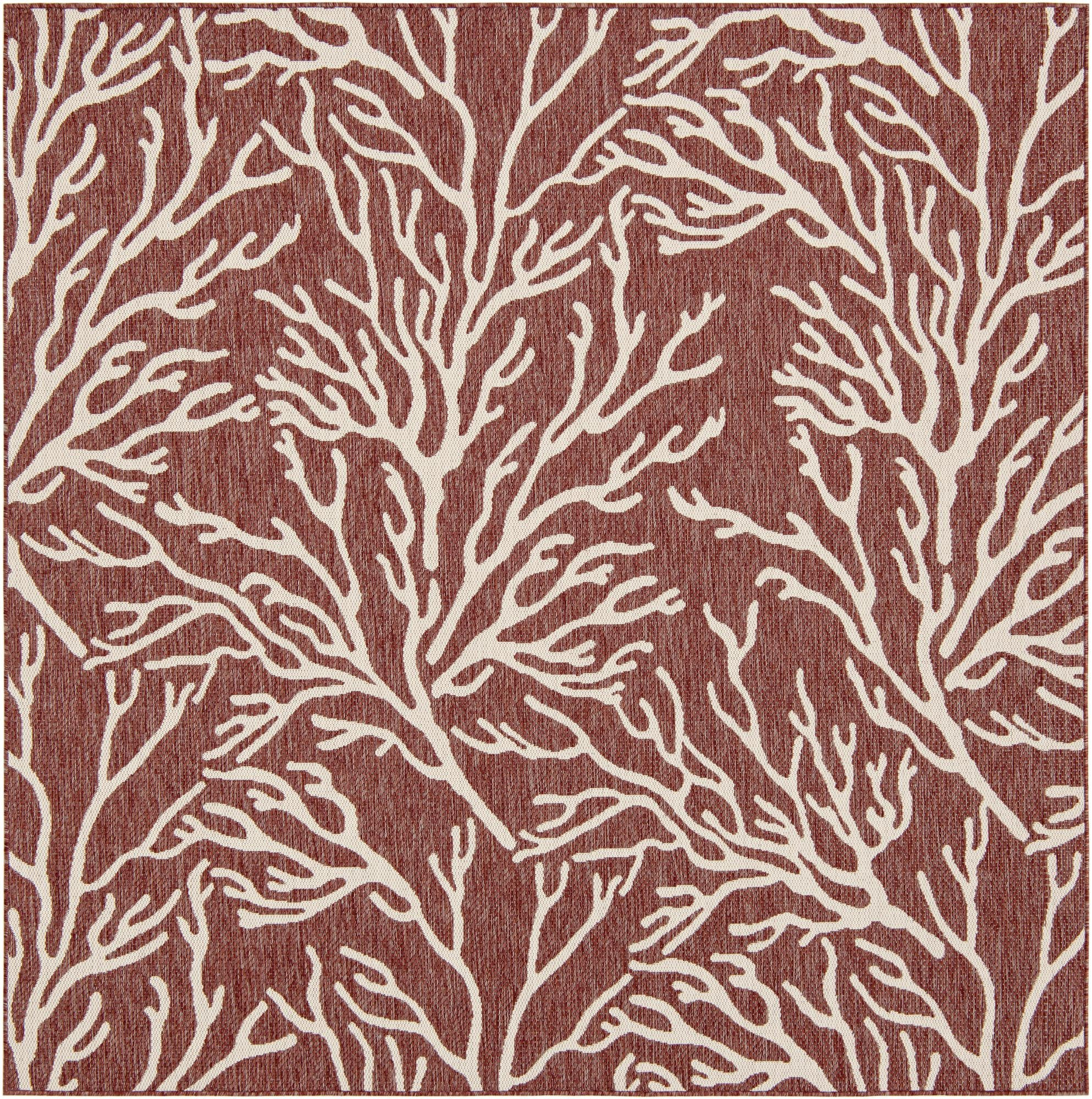 7' 10 x 7' 10 Northfield · Floral / botanical Outdoor Rug, rust red