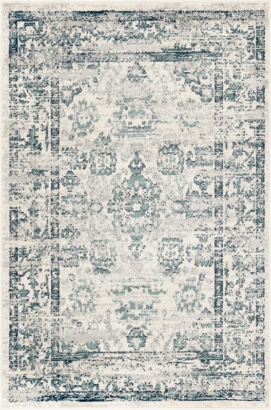 Appleby · Distressed medallion rug, ivory and blue