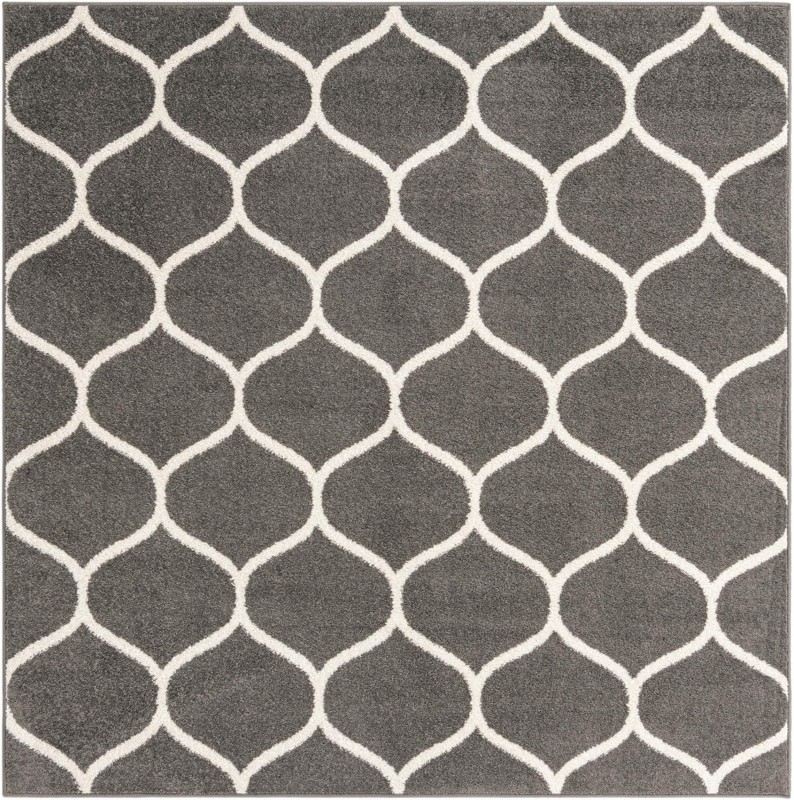 5' 3 x 5' 3 Ingram · Lattice rug, dark gray and ivory