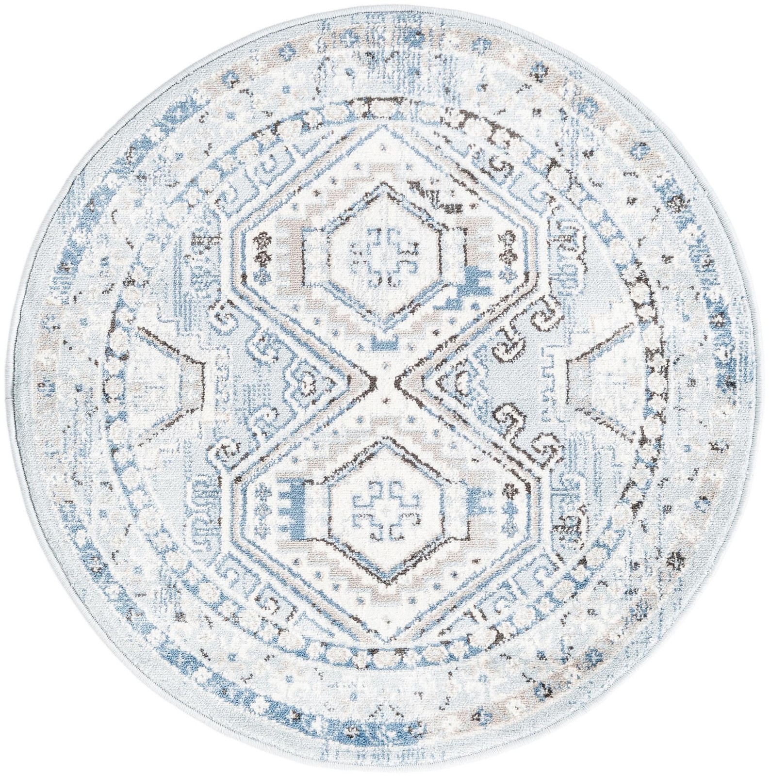 3' x 3' Harmon · Border rug, aqua blue