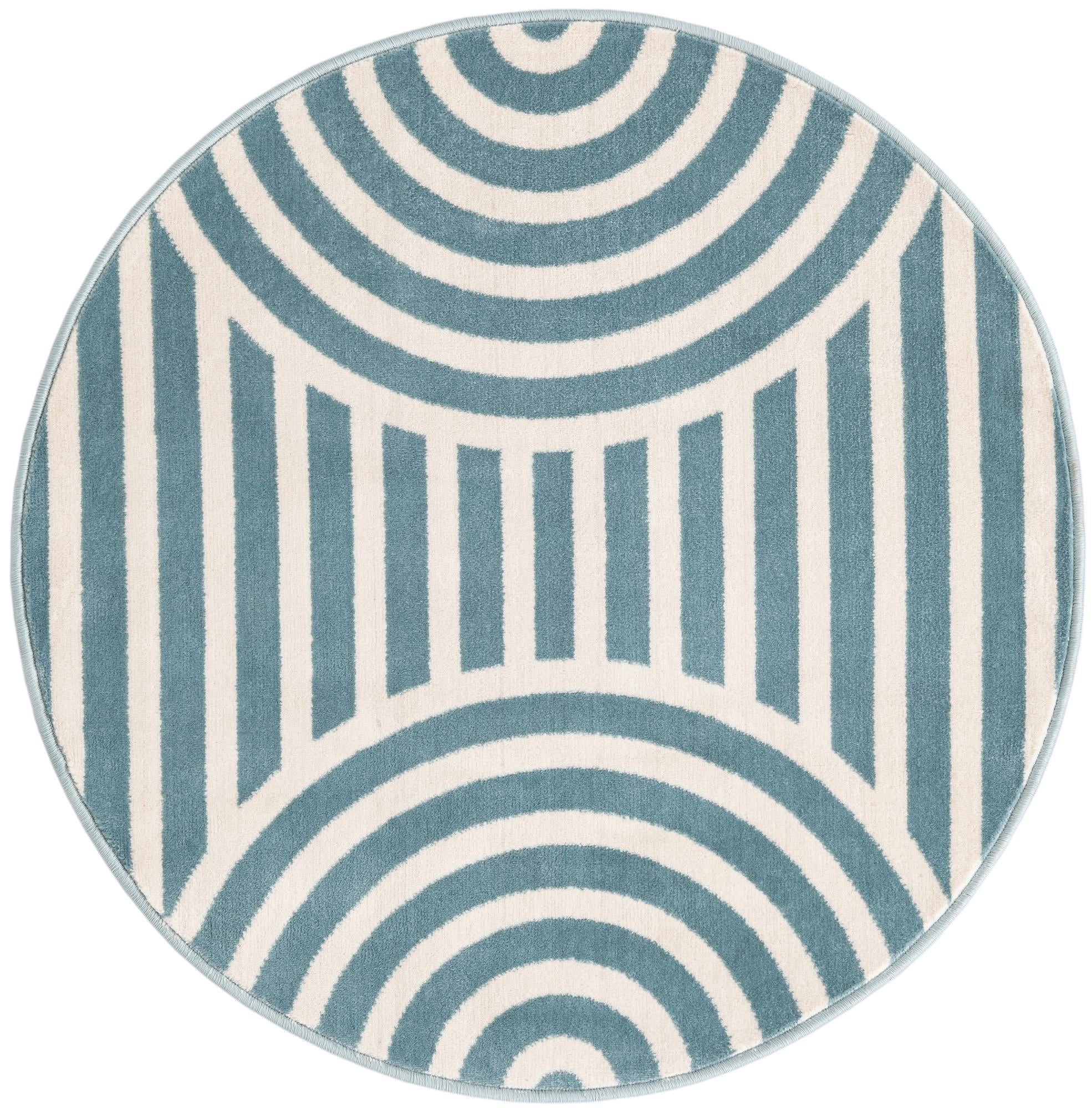 3' x 3' Nye · Geometric rug, sky blue