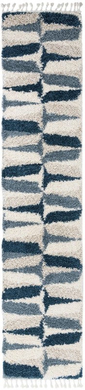 2' 7 x 12' Bridger · Abstract Shag Rug, blue