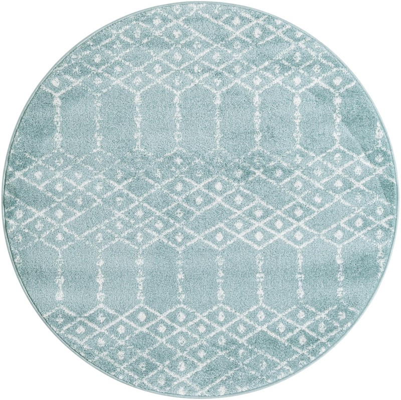 4' 1 x 4' 1 Newcomb · Diamond rug, aqua