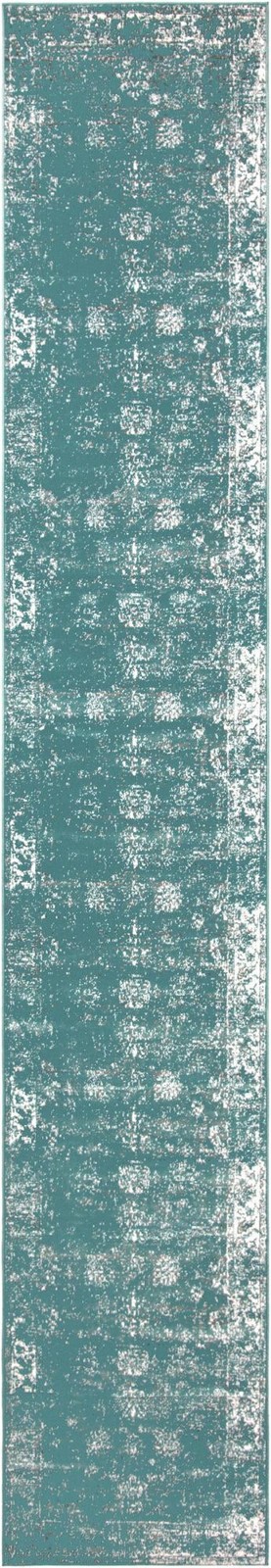 3' 3 x 19' 8 Blakemore · Distressed medallion rug, turquoise and ivory