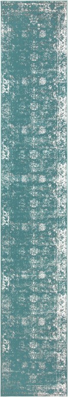3' 3 x 19' 8 Blakemore · Distressed medallion rug, turquoise and ivory