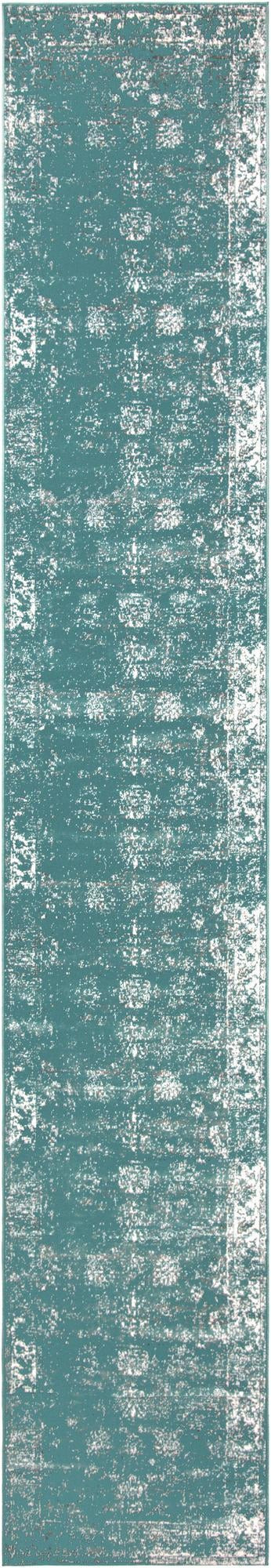 3' 3 x 19' 8 Blakemore · Distressed medallion rug, turquoise and ivory