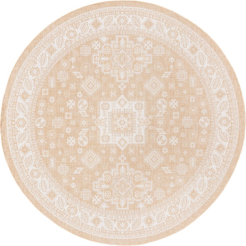 10' x 10' Bellamy · Geometric medallion Outdoor Rug, natural and ivory