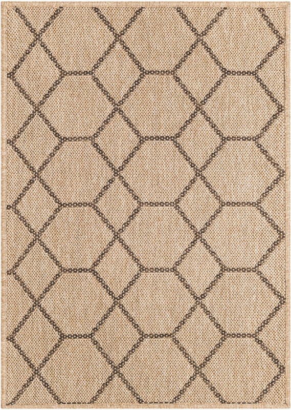 2' x 3' Richter · Geometric lattice rug, natural and brown