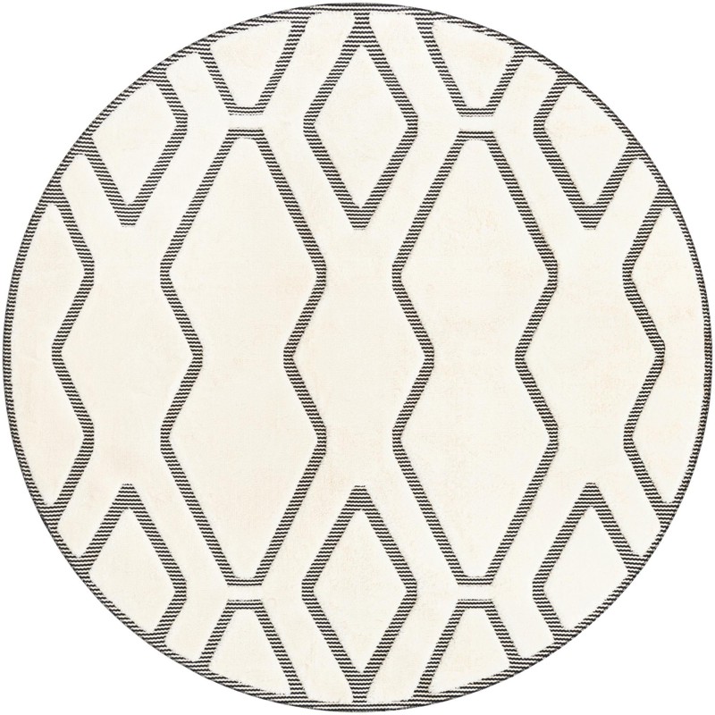 7' 10 x 7' 10 Armstead · Geometric trellis rug, ivory and black