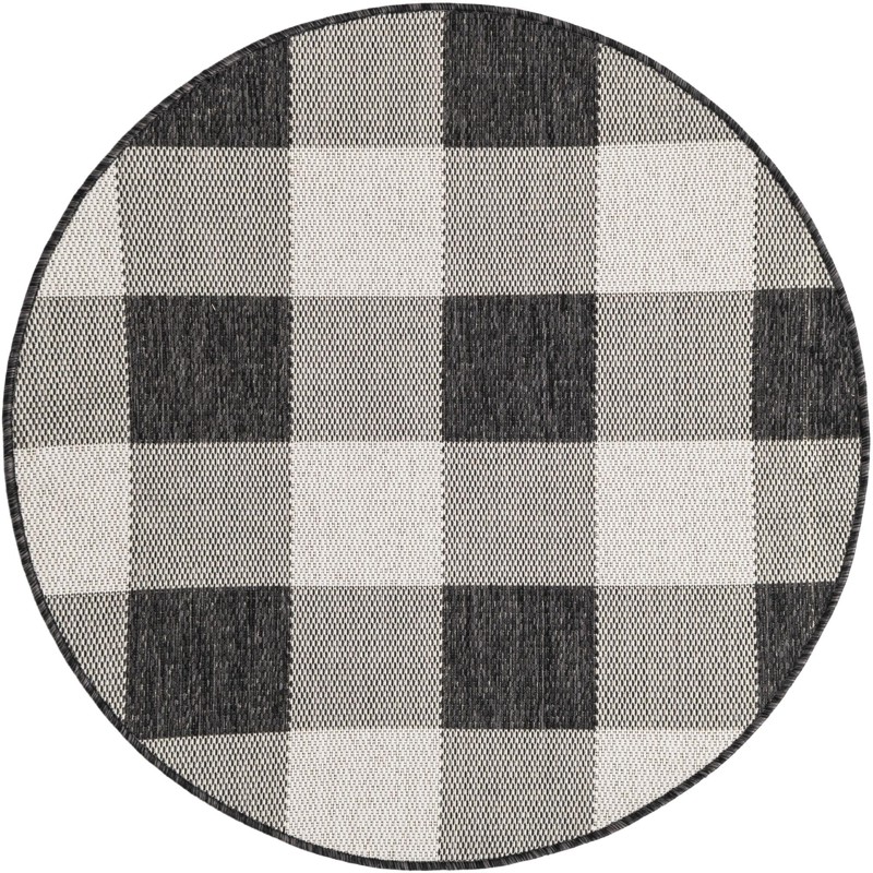 Ramona · Checkered Outdoor Rug, black and white