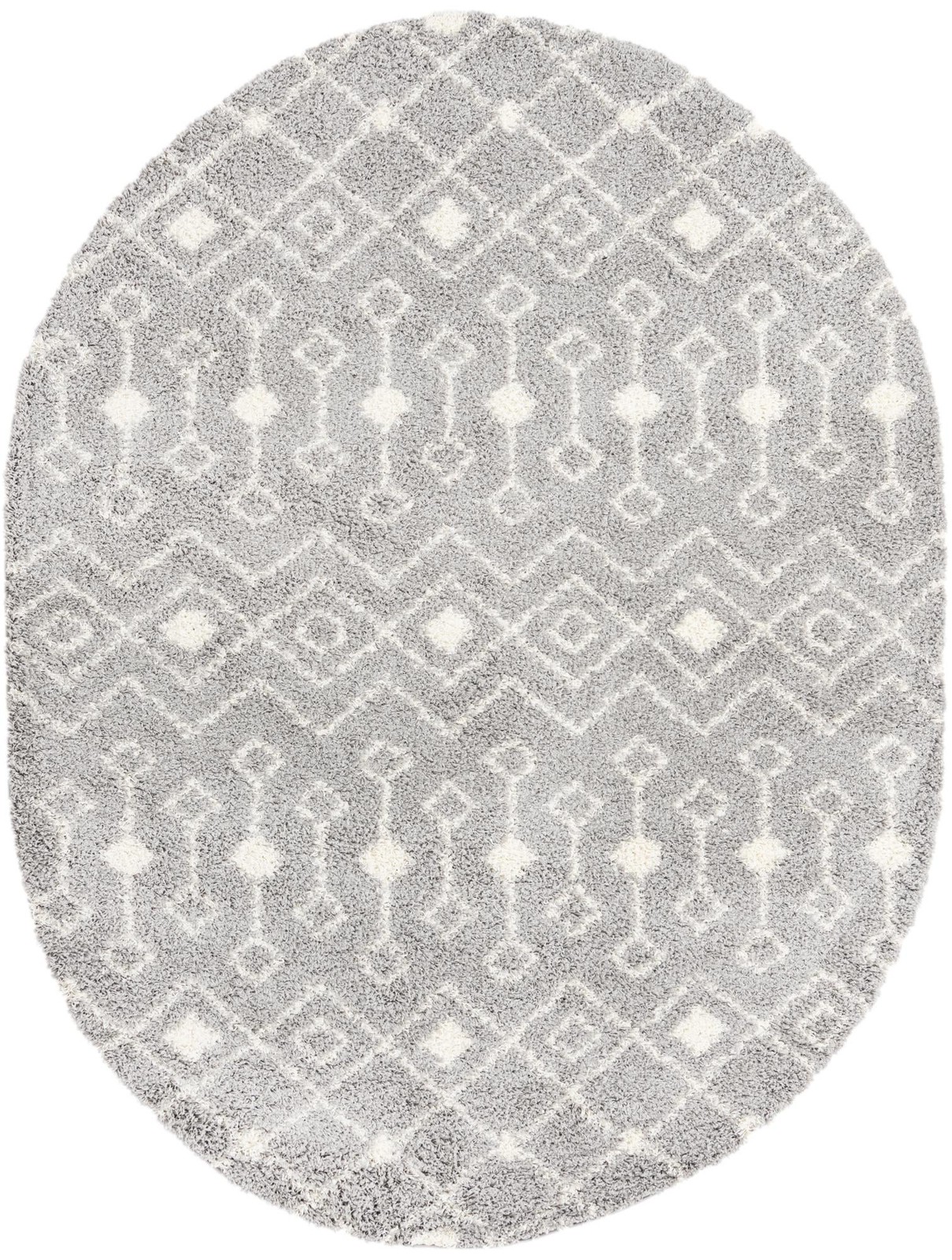 7' 10 x 10' Bayley · Geometric trellis Shag Rug, gray and ivory
