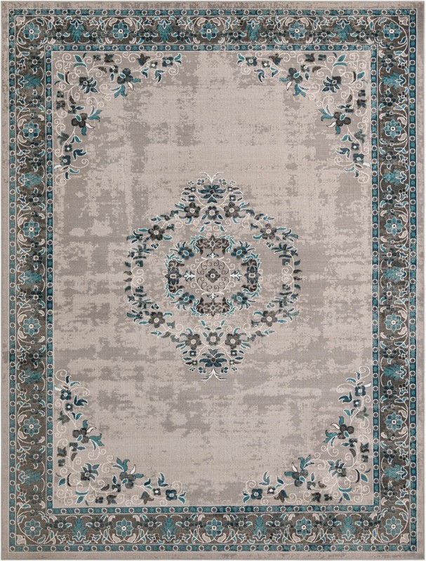9' x 12' Jeffers · Border rug, grey