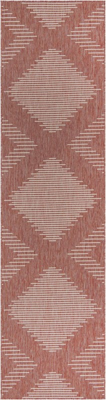 2' 7 x 12' Harlow · Diamond Outdoor Rug, rust red