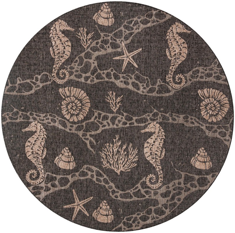 10' x 10' Daly · Pictoral Outdoor Rug, black