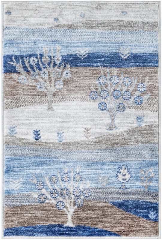 Glenn · Floral / botanical rug, blue gray